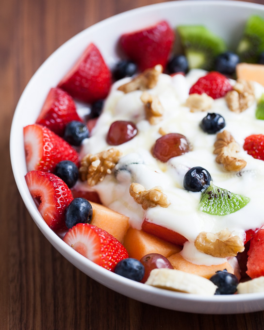 healthy fruit salad with yogurt